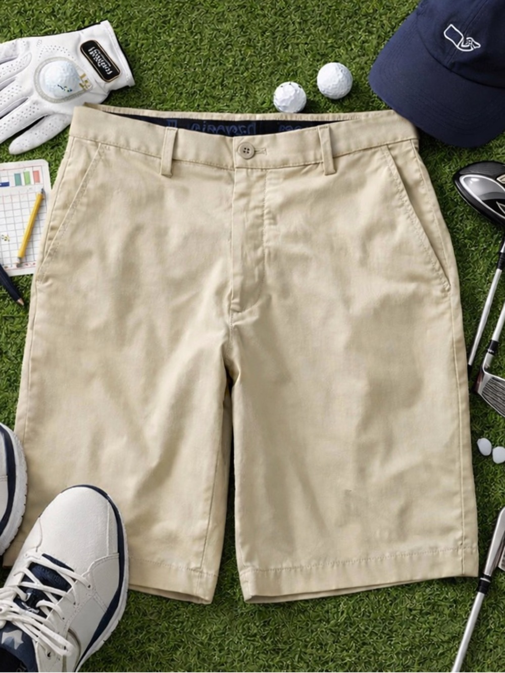 Vineyard Vines Shorts Men’s 32 Cream Flat-Front Golf Preppy Coastal Old Money